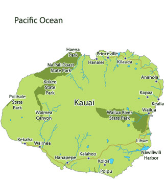 Small map Island of Kauai
