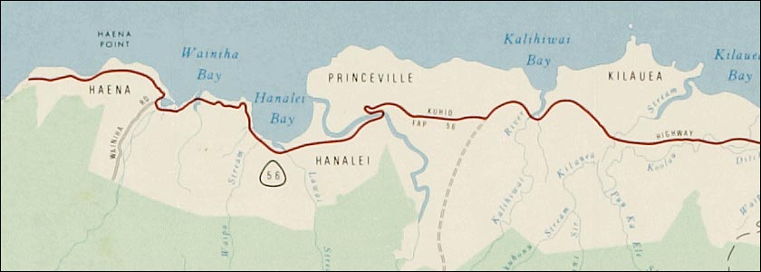 Old Kauai road map